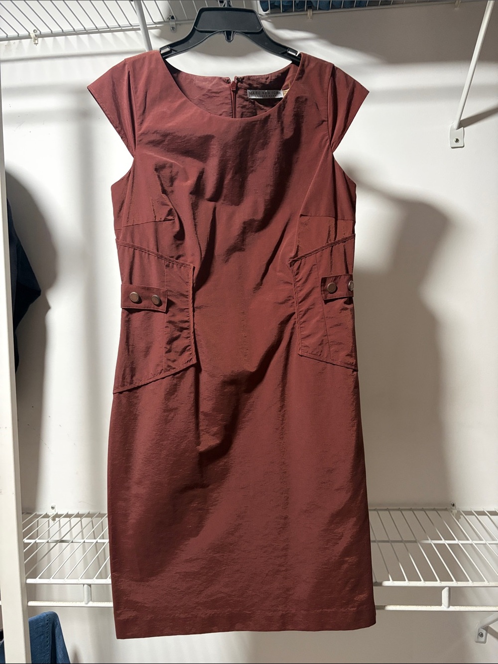 Andrew Marc Rust Cap-Sleeve Sheath Dress